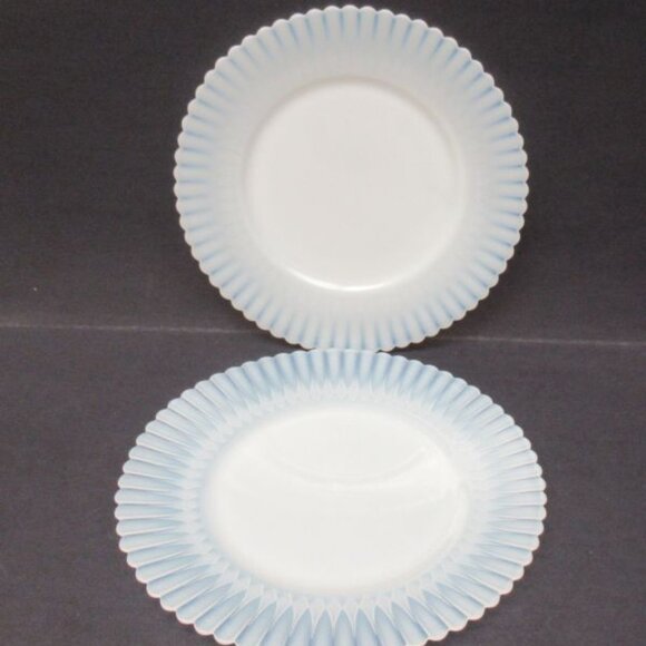 2 - MacBeth Evans Depression Glass Monax White PETALWARE 8 Inch Salad Plates - Picture 1 of 4